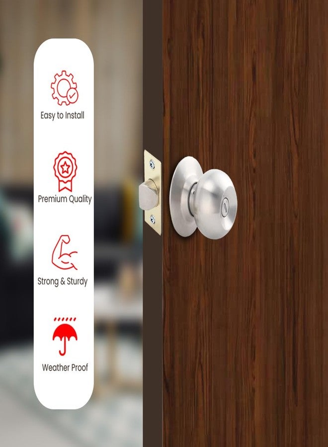 Link Classic Keyless Cylindrical Bathroom Lock, Lock for Bathroom/Balcony/Tubular Door Knob/Handle-SS 304 Grade (Without Key)-5 Years Warranty - Image 2